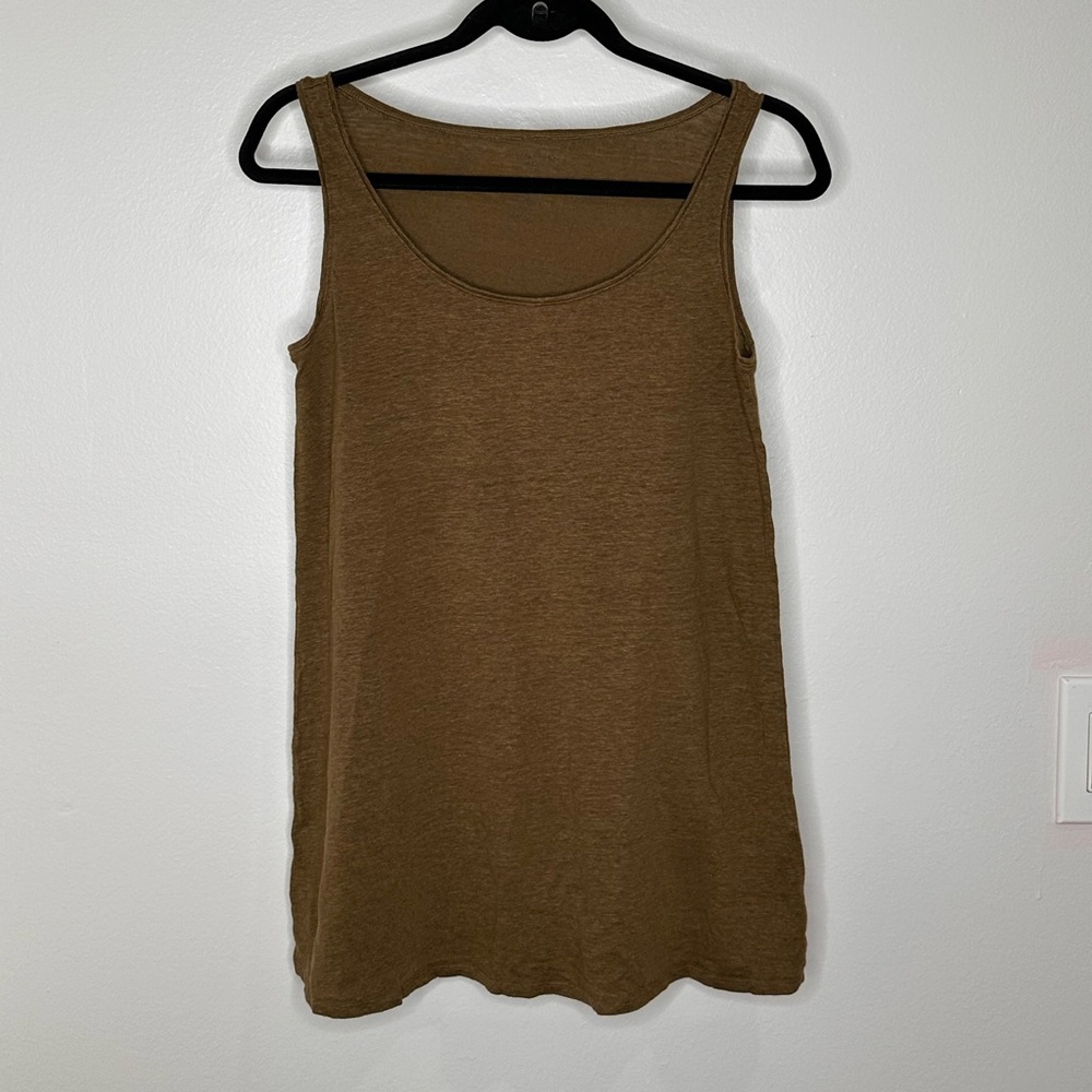 Eileen Fisher Earthy Brown  Organic Linen Tank Top - Picture 3 of 12